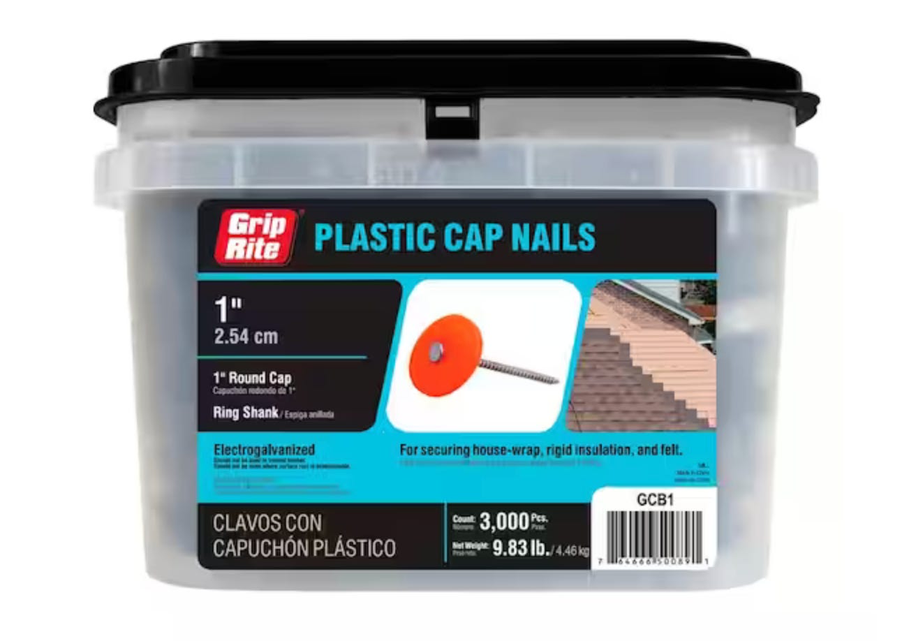 Plastic cap roof shingle nails